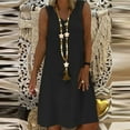 thumbnail image 2 of Lcziwo Linen Beach Dresses for Women Casual Trendy Summer 2025 Dresses Sleeveless V Neck Midi Dresses Lightweight Flowy Loose Sun Dress XXL, 2 of 6