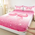 thumbnail image 3 of Homewish Flying Bow Knot 3pcs Twin Sheet Sets For Children Teens Female,Stars Bling Glitter Twin Fitted Sheet,Gradient Ombre Pink Breathable Flat Sheet,Microfiber Bedroom Decor, 3 of 7