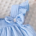 thumbnail image 6 of kpoplk Toddler Girls Outfit Set Graphic Ruffle Dress and Striped Legging Bike Shorts 2 Piece Summer Set Size 18-24 Months,Blue, 6 of 7