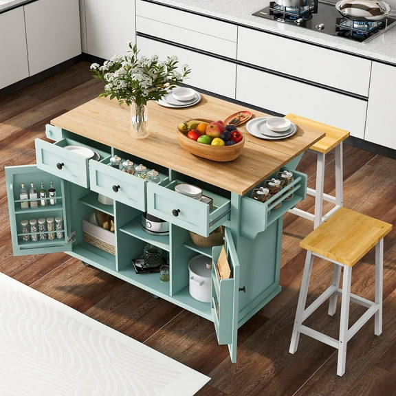 Tappio Kitchen Island with Trash Can Storage Cabinet