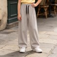 thumbnail image 6 of JCCXIN Toddler Kids Girls Active Sweatpants Joggers Athletic Cargo Pants Baggy Straight Leg Drawstring Trousers With Pockets Fall Winter Casual Daily Wear Lovely Party Bottoms,Beige,5-6 Years, 6 of 7