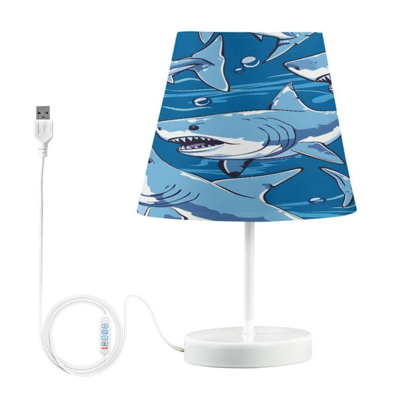 Ryvnso LED Bedside Table Lamp Cartoon Sharks Bedroom Desk Lamps Nightstand Lampshade M