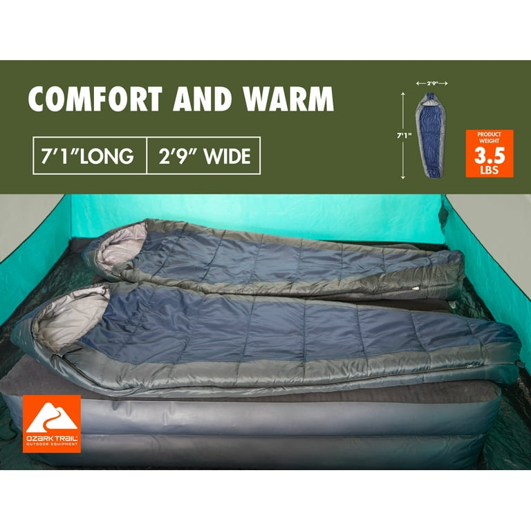 Ozark Trail 30°F Mummy Sleeping Bag, Blue, 85 in x 33 in - Walmart.com