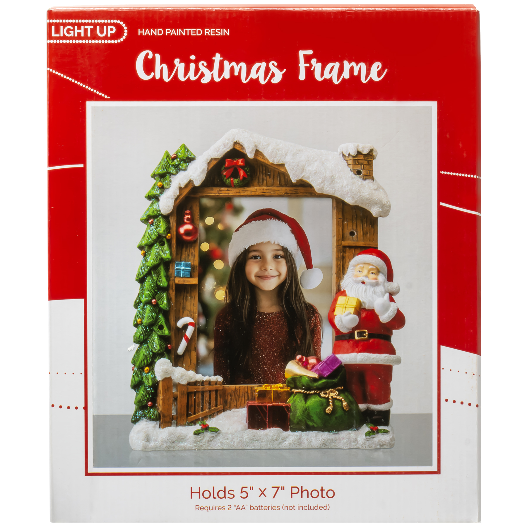 FINE PHOTO GIFTS Santa's Cottage Light Up Resin 5" x 7' Picture Frame