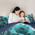 thumbnail image 4 of Homewish Red Butterfly 7 Pieces Bedding Comforter Set,Cyan Rose Flower Full Bedding Set,Valentine'S Day Floral Fitted Sheet Flat Sheet For Adults,Ultra Soft Home Decor Reversible, 4 of 8