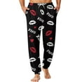 thumbnail image 2 of Mens Pajama Pants, Red White Heart Men's Lounge Pants with Pockets, Comfy Pj Bottoms for Men 3XL Polyester, 2 of 5