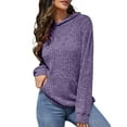 thumbnail image 5 of RYRJJ Womens Soft Ribbed Knit Hoodie Sweaters Long Sleeve Pullover Shirts Lightweight Drawstring Fall Sweatshirt Tops with Pocket(Purple,XXL), 5 of 8