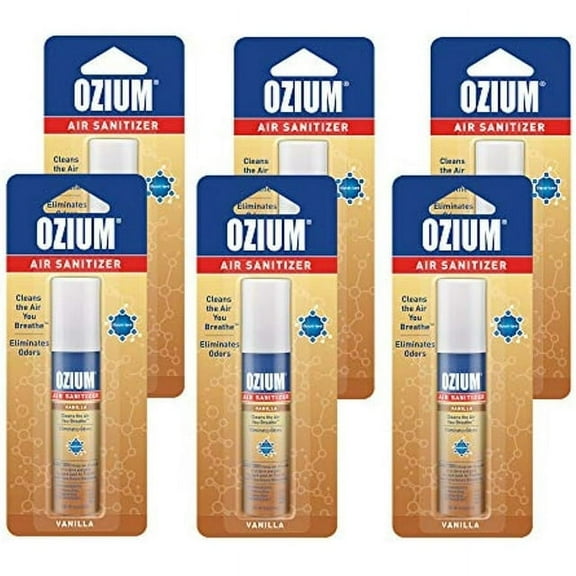 Ozium 0.8 Oz. Air Sanitizer & Odor Eliminator For Homes, Cars, Offices And More, Vanilla, 6-Pack