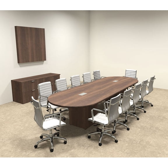 Modern Racetrack Cube Leg 12' Feet Conference Table, #OF-CON-CQ9