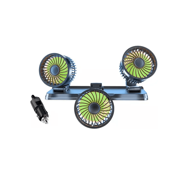 Ventilador Para Auto De 3 Cabezas Ajustables 360 Enchufe 12v Xtellar negro