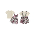 thumbnail image 2 of BemeyourBBs Toddler Baby Girls Summer Clothes Infant Girls 2 Piece Camouflage Outfits Short Sleeve Ribbed T Shirt Tops and Pockets Bib Overalls Camo Suspender Shorts Sets, 2 of 9