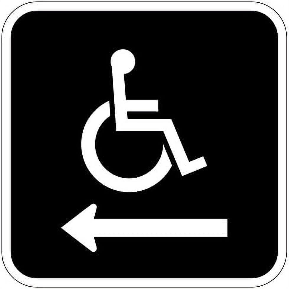  ada wheelchair accessible guide sign left arrow 12x12 black