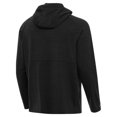 thumbnail image 3 of Men's Antigua Heather Black Cleveland Browns Spikes Raglan Quarter-Zip Hoodie, 3 of 4