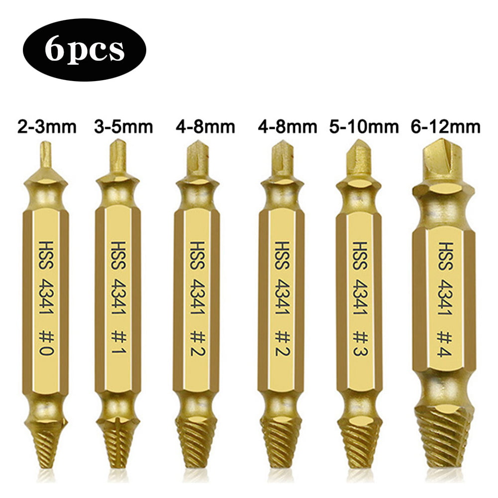 6× Damaged Screw Extractor Speed Out Drill Bits Tool Kit Broken Bolt Remover 