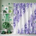 thumbnail image 3 of Shower Curtain, Watercolor Purple Vineflowers Leaves Waterproof Shower Curtain Set with Hooks for Bathroom Showers,Stalls and Bathtubs,36x72In Spring Summer Floral, 3 of 9