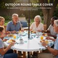 thumbnail image 3 of Round Outdoor Tablecloth with Umbrella Hole and Zipper, Teal Blue Leaves Tablecloth with Elastic Waterproof, Summer Botanical Patio Table Covers for 36" - 44" Picnic Pool Tables, 3 of 9