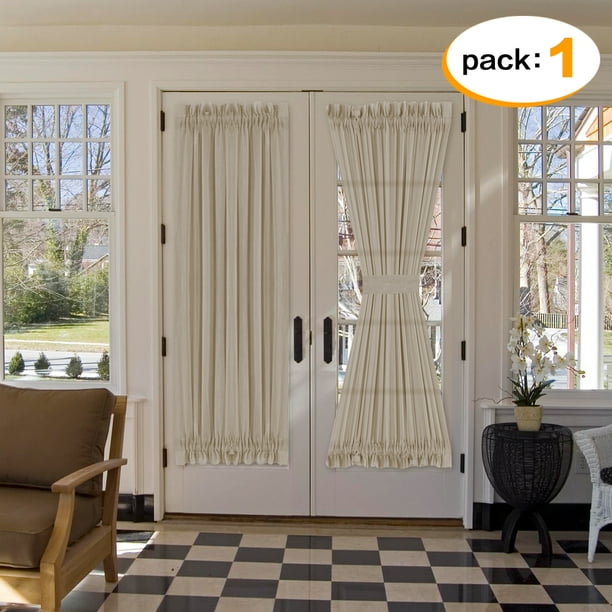 H.VERSAILTEX Linen Sheer Curtains, Rod Pocket Open Weave Linen Panel for French Door Bonus