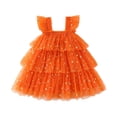 thumbnail image 4 of Likimi Kids Toddler Girls Hallowmas Dress With Lace Flutter Sleeve Square Neck Halloween Pumpkin For Party Fashionable Dresses Size 3-4 Years, 4 of 9