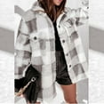 thumbnail image 4 of kakina CMSX Clearance Jackets for Women, Women Cozy Long Sleeve Faux Plaid Buttons Pokets Teddy Woolen Fleece Jacket Cardigan Coat Gray, L, 4 of 6