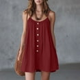 thumbnail image 2 of StSilkitty Women's Casual Mini Dresses Sleeveless Crewneck Button down Sundresses Adjustable Spaghetti Strap Cotton Cami Dress, 2 of 8