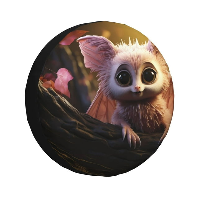 Lukts Adorable Chauve-Souris Moelleuse pour Housses de Pneus, Imperméable, Anti-Poussière, Ajustement Universel pour Remorques et SUV - Protection Ultime en un-14 Pouces