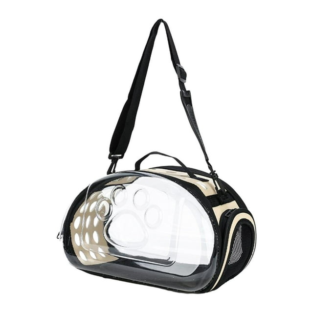 STARTIST Collapsible Soft Sided Pet Carriers Clear for Puppy Small Medium Dogs Hiking Gold S