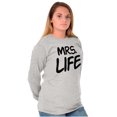 thumbnail image 6 of Just Married Newlyweds Cute Matching Women's Long Sleeve T Shirt Brisco Brands L, 6 of 7