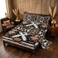 thumbnail image 2 of Manfei Hippie Aztec Geometric Queen Sheets, Southwestern Queen Sheet Sets, Brown, Black and White, Reversible 4 Pieces1 Flat Sheet + 1 Fitted Sheet + 2 Pillowcases, 2 of 6