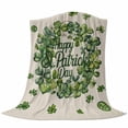 thumbnail image 6 of St Patrick's Day Blanket Soft Cozy Warm Throw Blanket for Couch, Plush Fuzzy Flannel Fleece Blankets for Sofa, Green Shamrock Wreath Love Lucky Beige Bed Blankets Lightweight Gifts for Women, 50"x60", 6 of 9