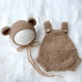 thumbnail image 4 of Baby Photoshooting Props Bear Outfit Knit Hat Suspenders Set Photo Posing Props Photography Props Bodysuit, 4 of 9