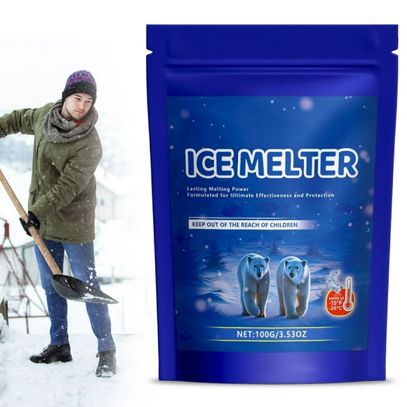 Ice Melt Safer for Concrete -100g Bag, Snow Salt Ice Melt, Salt for Snow and Ice Removal, Sidewalk Salt, Driveway Salt, Snow Melt is Effective Up to -15