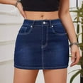 thumbnail image 2 of YUIVH Women's High Waisted Ripped Stretchy Denim Skirt Fashionable Denim Short Skirt Sexy Sexy Denim Skirt Denim Hot Short Summer Jean Shorts, 2 of 5