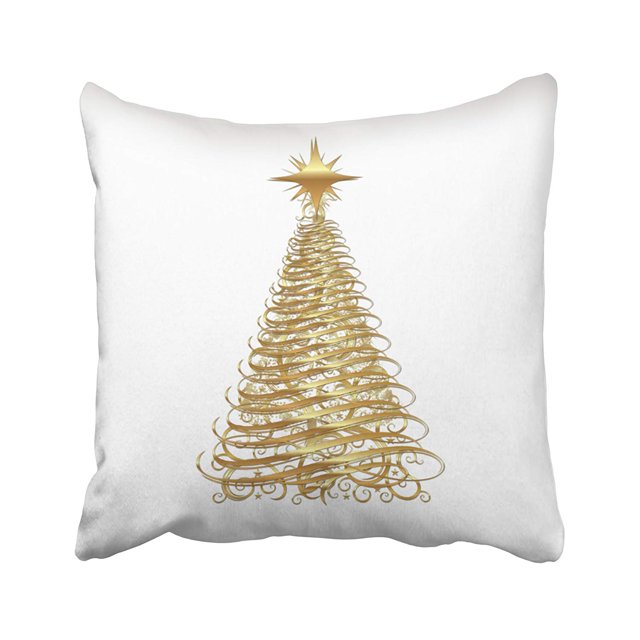 Funda de Cojín Navidad ABPHQTO Cinta Dorada Árbol de Navidad 45x45 cm