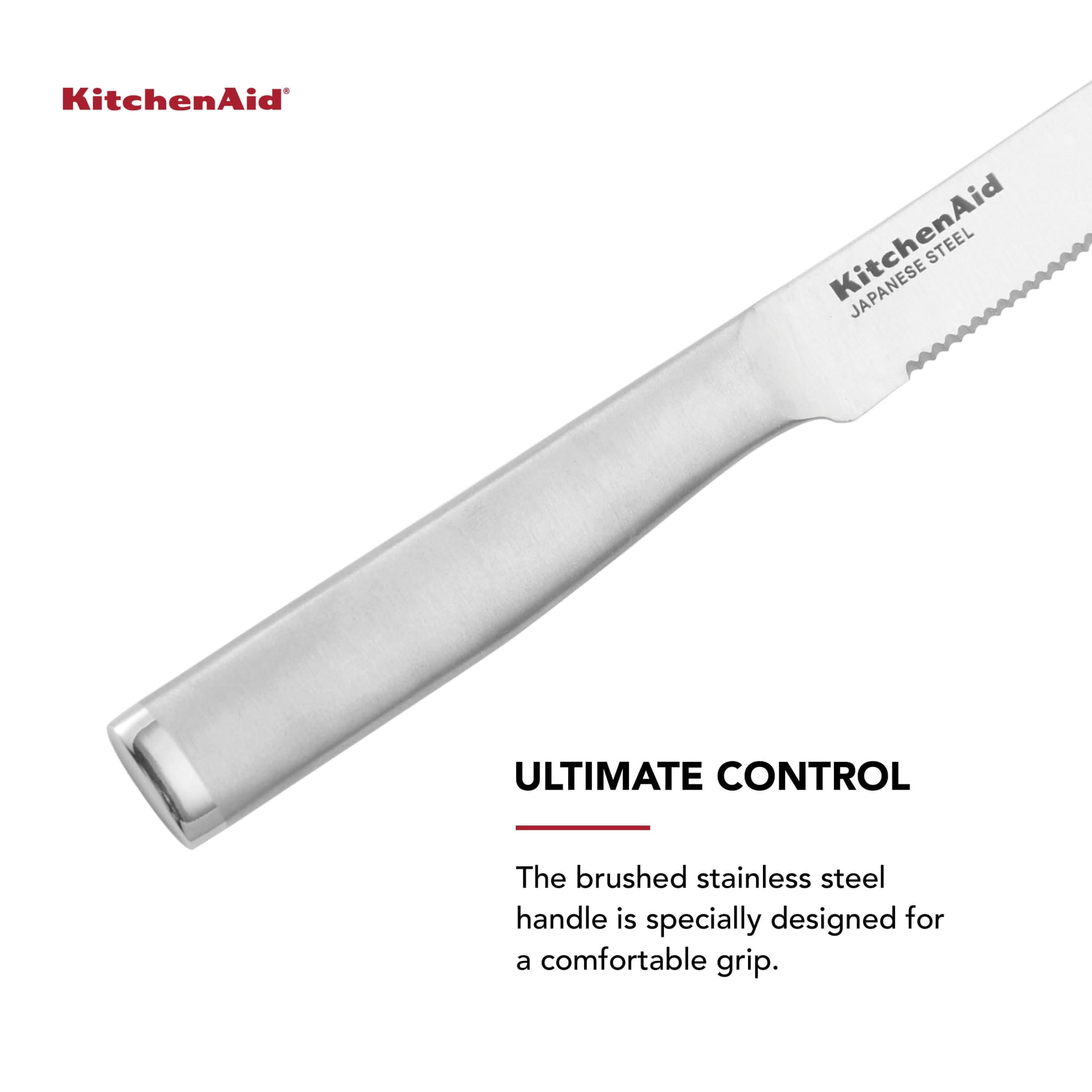 KitchenAid Gourmet 4-Piece Forged Steak Knife Set, High-Carbon Japanese Steel, Brushed Stainless
