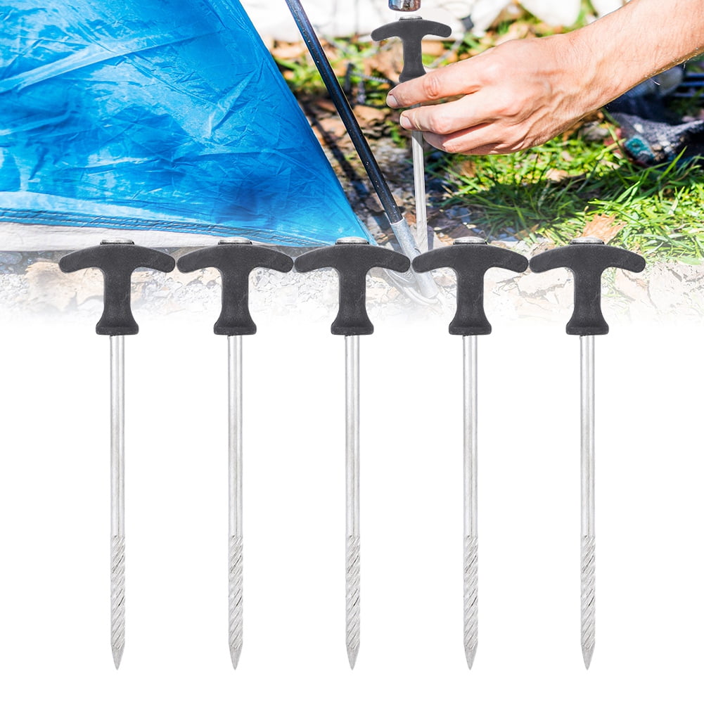 Screw Tent Nail,HURRISE 5PCS Stainless Steel Tent Peg Ground Nails
