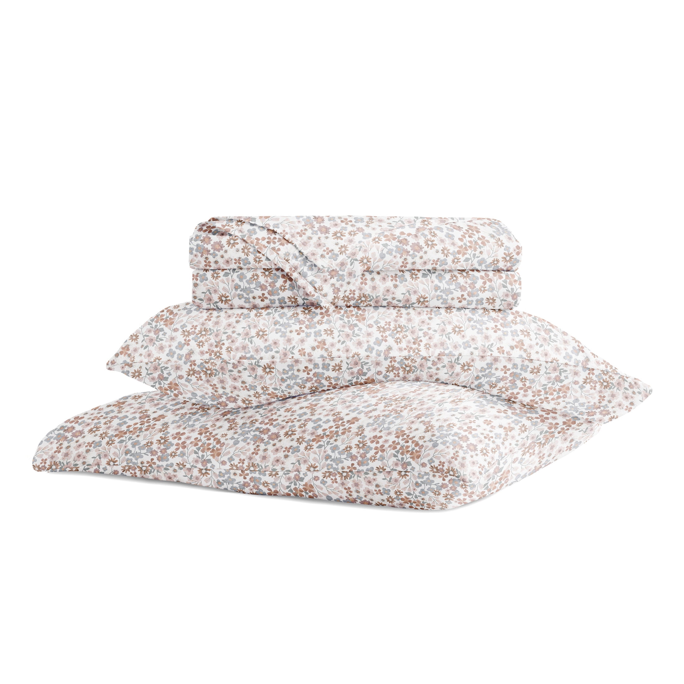 Noble Linens 4 Piece 300TC Cotton Printed Sheets, Garden Bloom Honey, King