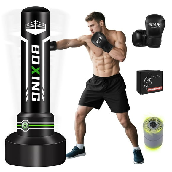 Saco de boxeo YORWHIN mejorado con bomba de aire, guantes de 12 onzas