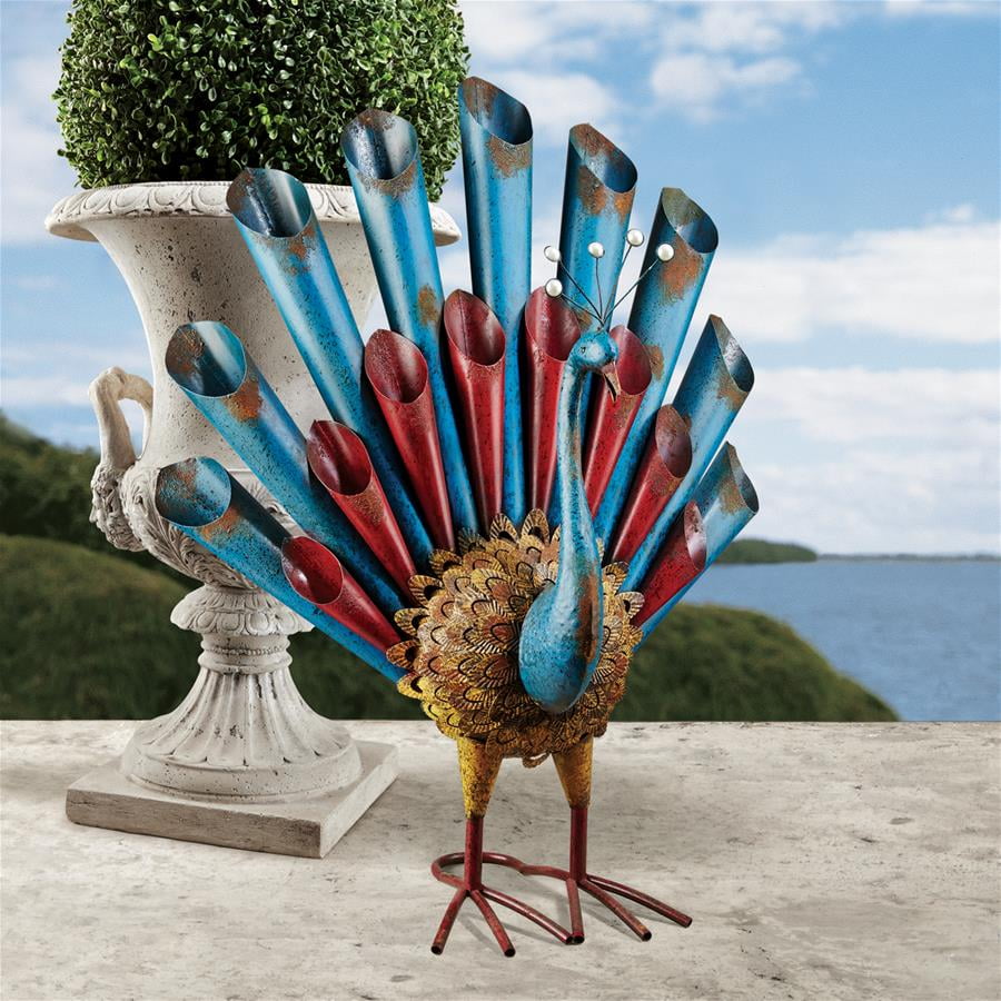 Peacock's Posture Metal Garden Statue by Design Toscano