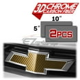 thumbnail image 2 of 2Pcs 5"x10" Chevy Emblem Bowtie Chrome Pattern 3D Gold Carbon Fiber Vinyl Wrap Sticker Decal Film Sheet, 2 of 7