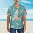 thumbnail image 4 of Balery Teal Mama Llama Print Men's Hawaiian Shirts Short Sleeve Beach Shirt Relaxed Fit Vacation Button Down Shirts-X-Large, 4 of 9