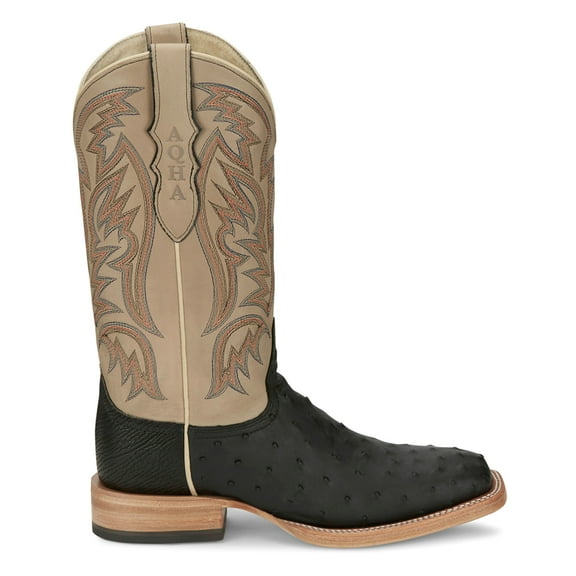 Justin Boots Mens Doc Bar Full Quill Ostrich Embroidered Wide Square Toe Pu