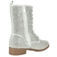 thumbnail image 3 of Forever Women Combat Army Style Boots Lace Up Side Zipper Rhinestone Bling Booties Silver 7.5, 3 of 5
