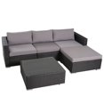 thumbnail image 1 of Noble House Santa Rosa 5 Piece Outdoor Wicker Sectional Sofa Set in Gray, 1 of 29
