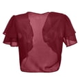 thumbnail image 5 of WENWU Women Fashion Solid Short Sleeve Cropped Open Front Chiffon Cardigan Big Sweater Cardigan Sweaters for plus Size Women, 5 of 5