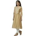 thumbnail image 4 of Globus Women Beige & White Yoke Design Regular Mirror Work A-Line Kurta, 4 of 6