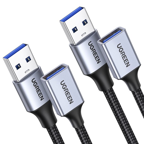 Cable de extensión USB UGREEN USB 3.0 trenzado de nailon (1 m + 1 m), paquete de 2