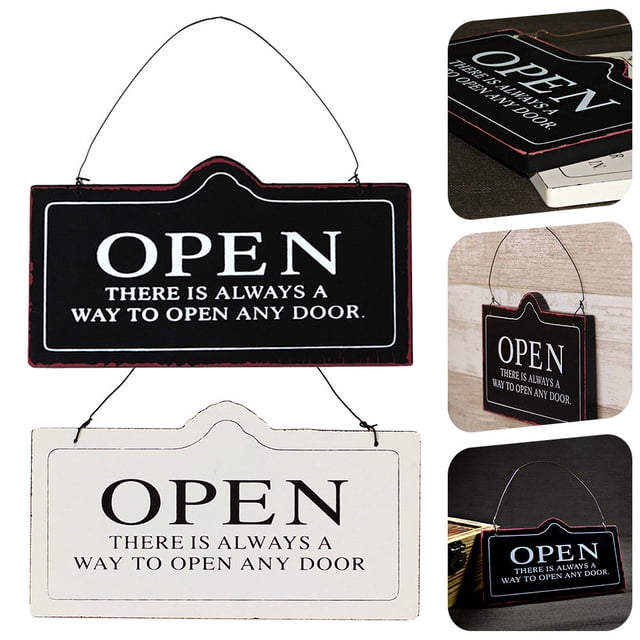 OULII 2Pcs Open Closed Business Sign Synthetic Material for Restaurants