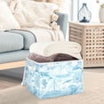 thumbnail image 5 of Large Collapsible Storage Box Flip Lid Fabric Decorative Organizer Container Basket with Handles 16.5×12.6×11.8in Light Blue Dolphins Nautical Pattern, 5 of 7