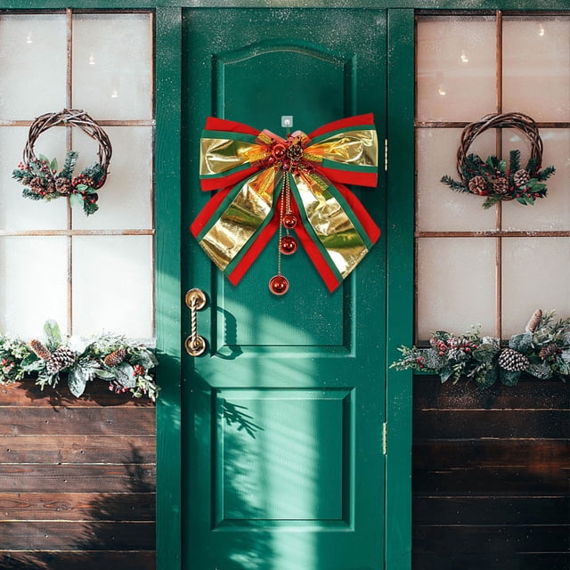 Christmas Bow under $5! CQCYD Christmas Tree Bow, Golden Red Green Bows for Tree Decor, Christmas Tree Decorative Pendants, Holiday Bow for Gift Box and Window