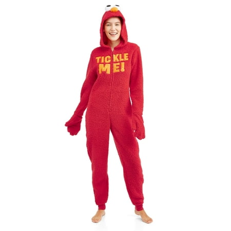 Plus Footbed - Sesame Street Women's and Women's Plus Elmo Sherpa Union Suit